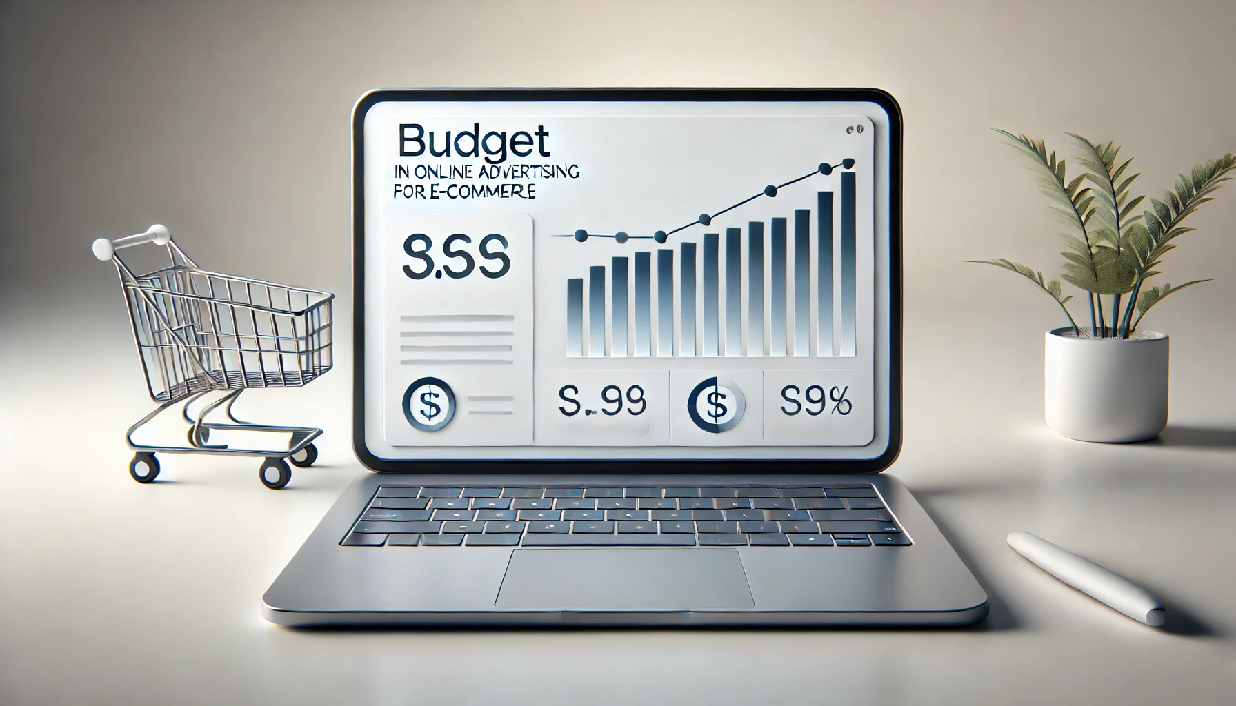 Laptop che mostra un grafico delle performance pubblicitarie per un e-commerce